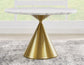 Conrad 48″White Marble Top Table with Gold Conical Base