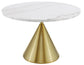 Conrad 48″White Marble Top Table with Gold Conical Base