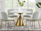 Conrad 48″White Marble Top Table with Gold Conical Base
