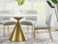 Conrad 48″White Marble Top Table with Gold Conical Base