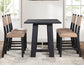 Aubrey 59.5″ Counter Table, Black with Driftwood Stretcher
