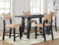 Aubrey 59.5″ Counter Table, Black with Driftwood Stretcher