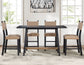 Aubrey 59.5″ Counter Table, Black with Driftwood Stretcher