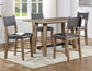 Aubrey 24″ Counter Chair, Gray Vegan Leather with Driftwood finish