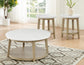 Vida 3-Piece Castered Round White Marble Top Table Set