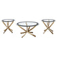 Brooke 3-piece Round Coffee and End Table Set Rose Brass