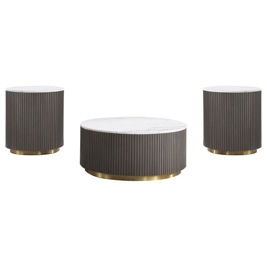 Jason 3-piece Round Marble Coffee and End Table Set White