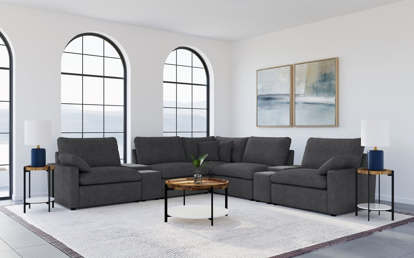 Collins 7-piece Modular Power Reclining Sectional Dark Grey