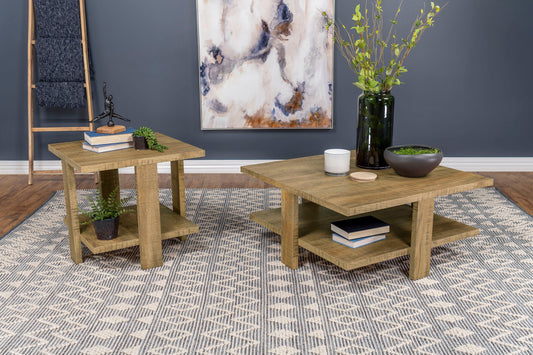 Dawn 2-piece Round Coffee and End Table Set Mango Brown