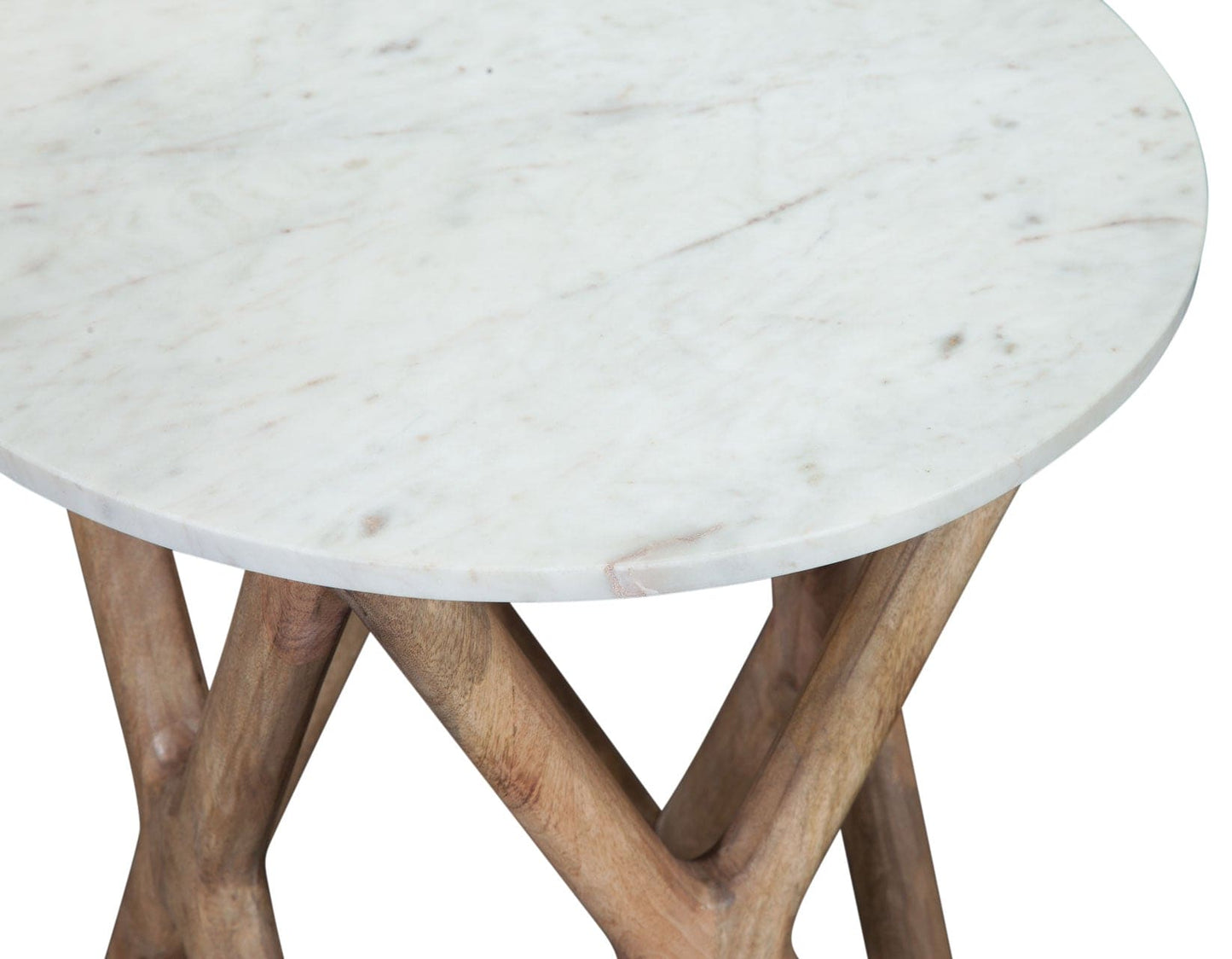 Wyman Banswara 20″ Round White Marble Top End Table