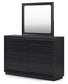 Londer California King Panel Bed with Mirrored Dresser, Chest and 2 Nightstands