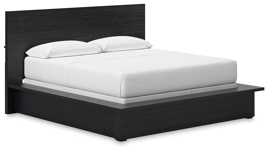 Londer California King Panel Bed with Mirrored Dresser, Chest and 2 Nightstands