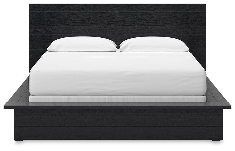 Londer California King Panel Bed with Mirrored Dresser, Chest and 2 Nightstands