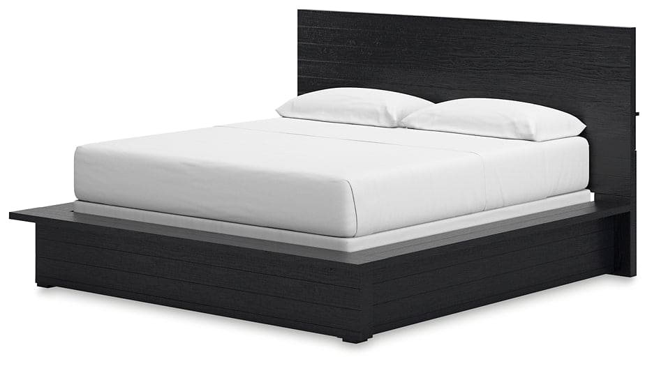 Londer California King Panel Bed with Mirrored Dresser, Chest and 2 Nightstands