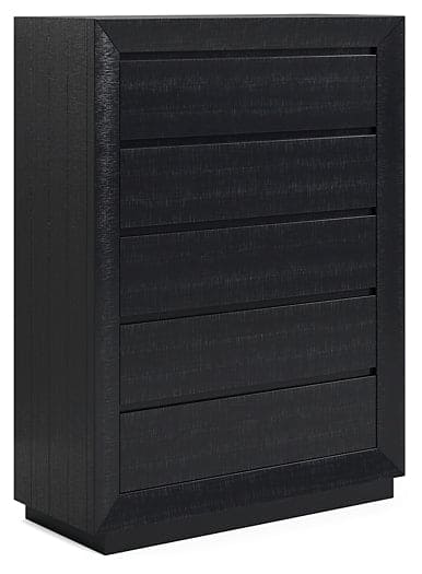 Londer California King Panel Bed with Mirrored Dresser, Chest and 2 Nightstands
