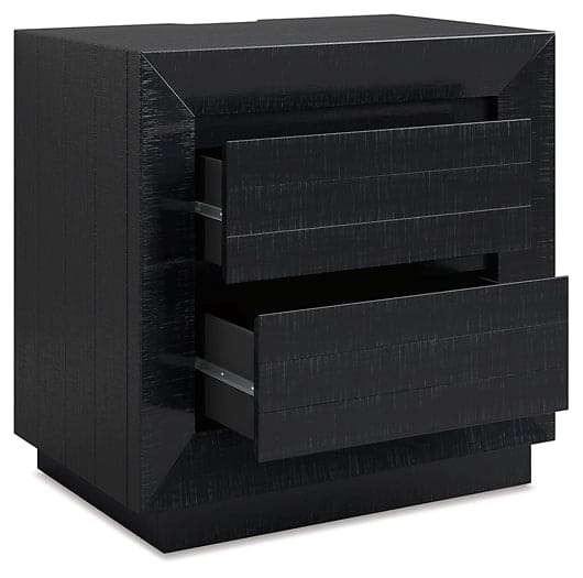 Londer California King Panel Bed with Mirrored Dresser, Chest and 2 Nightstands
