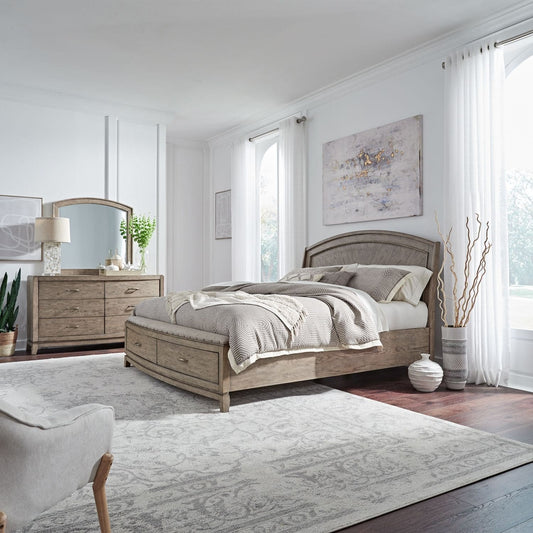 Avalon - Queen Panel Storage Bed, Dresser & Mirror