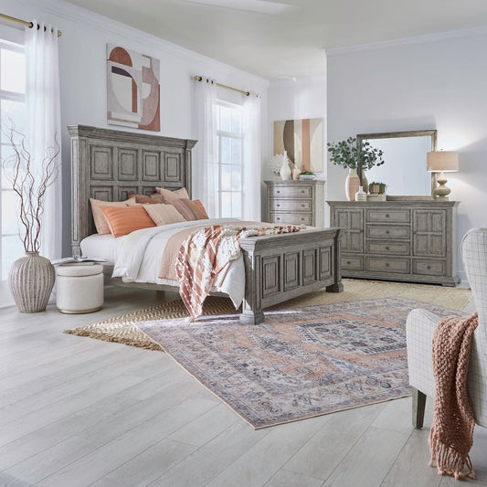 Big Valley - King California Panel Bed, Dresser & Mirror, Chest