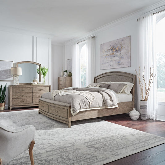 Avalon - Queen Panel Storage Bed, Dresser & Mirror, Chest