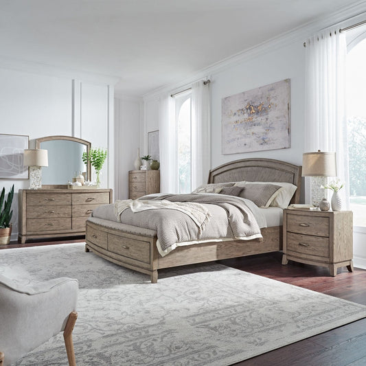 Avalon - Queen Panel Storage Bed, Dresser & Mirror, Chest, Night Stand