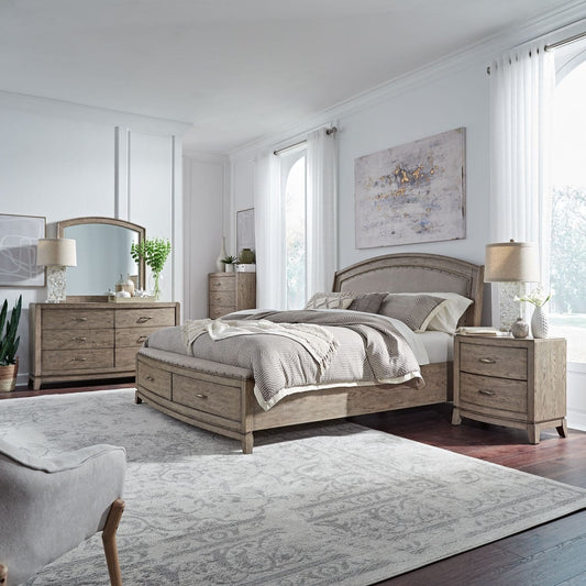 Avalon - Queen Uph Storage Bed, Dresser & Mirror, Chest, Night Stand