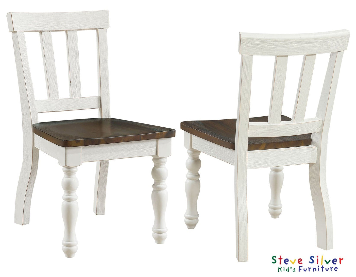 Joanna Kids Solid Wood Side Chair, Ivory and Mocha Finish