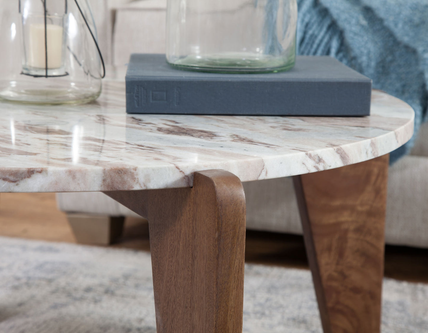 Shavon 32″ Round Solid Toronto Brown Marble Coffee Table