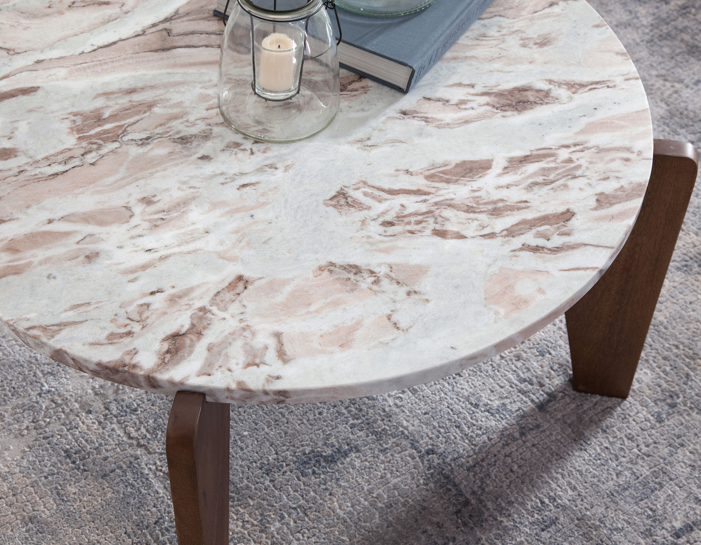 Shavon 32″ Round Solid Toronto Brown Marble Coffee Table