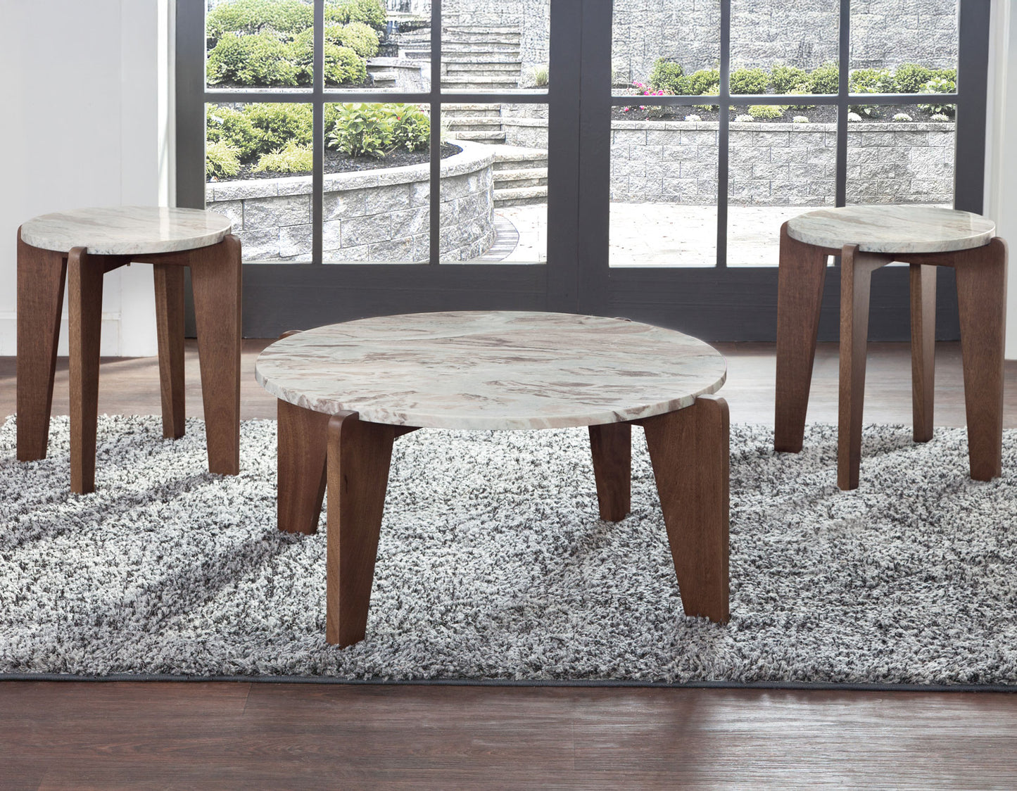 Shavon 32″ Round Solid Toronto Brown Marble Coffee Table