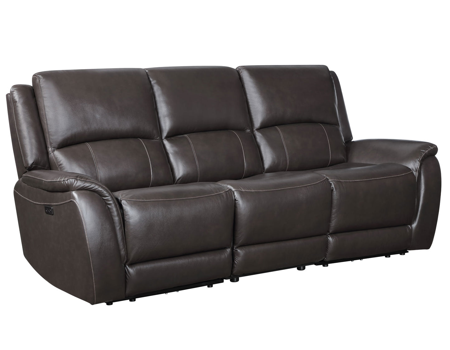 Alexandria Power Leather Reclining Sofa, Chocolate