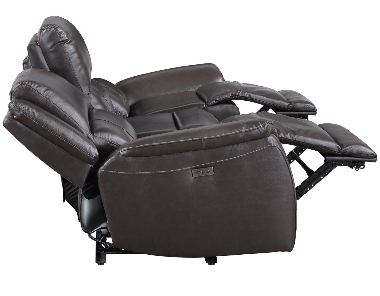 Alexandria Power Leather Reclining Sofa, Chocolate
