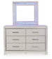 Zyniden King Upholstered Panel Bed with Mirrored Dresser, Chest and Nightstand