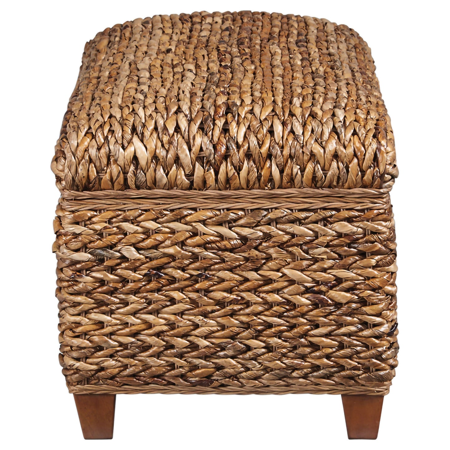 Laughton Hand-Woven Banana Leaf Storage Bench Amber