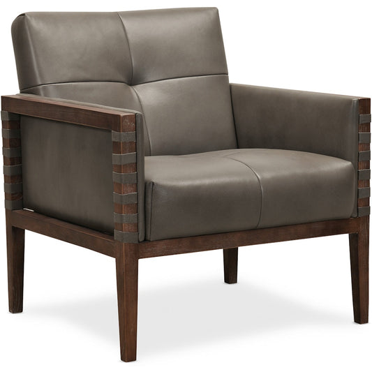 Hooker Furniture Living Room Carverdale Leather Club Chair w/Wood Frame