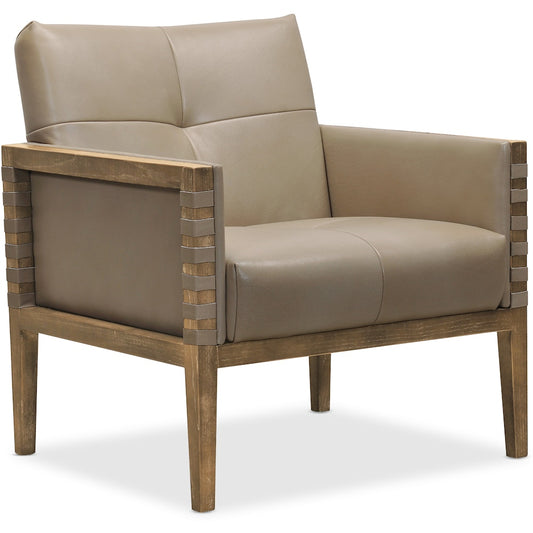 Hooker Furniture Living Room Carverdale Leather Club Chair w/Wood Frame