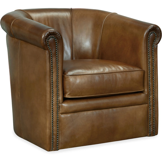 Hooker Furniture Living Room Axton Swivel Leather Club Chair
