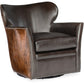 Hooker Furniture Living Room Kato Leather Swivel Chair w/ Dark HOH