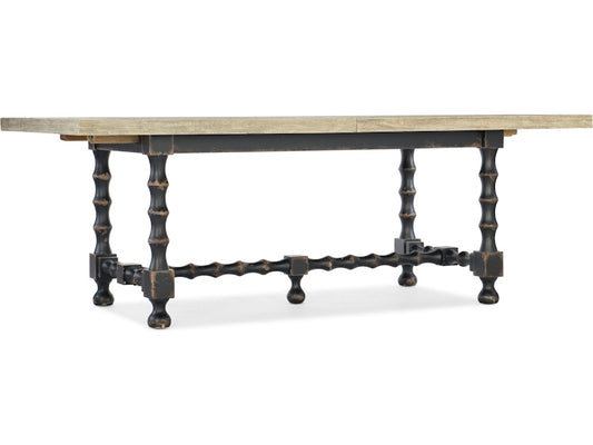 Hooker Furniture Casual Dining Ciao Bella 84in Trestle Table w/ 2-18in Leaves-Flaky White/Black