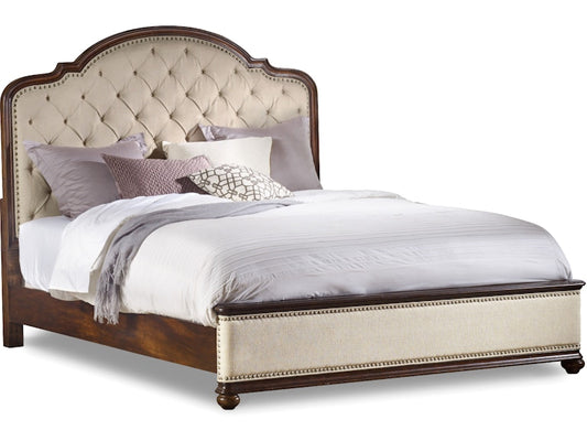 Hooker Furniture Bedroom Leesburg Queen Upholstered Bed with Wood Rails