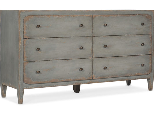 Hooker Furniture Bedroom Ciao Bella Six-Drawer Dresser- Speckled Gray