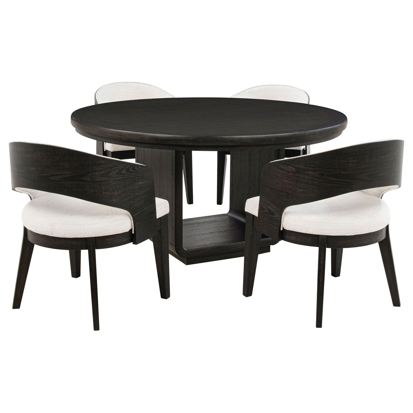Leandro 5-piece Round Dining Table Set Burnished Black