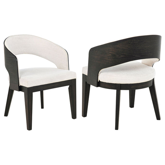 Leandro Upholstered Dining Arm Chair Cream (Set of 2)