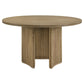 Adina 53-inch Round Wood Dining Table Distressed Light Brown