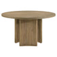 Adina 53-inch Round Wood Dining Table Distressed Light Brown