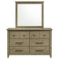 Hazlewood 6-drawer Bedroom Dresser with Mirror Vineyard Oak
