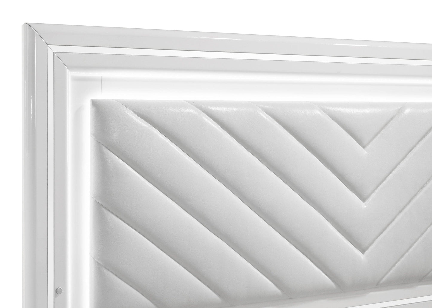 Cassia Eastern King LED Panel Bed White High Gloss