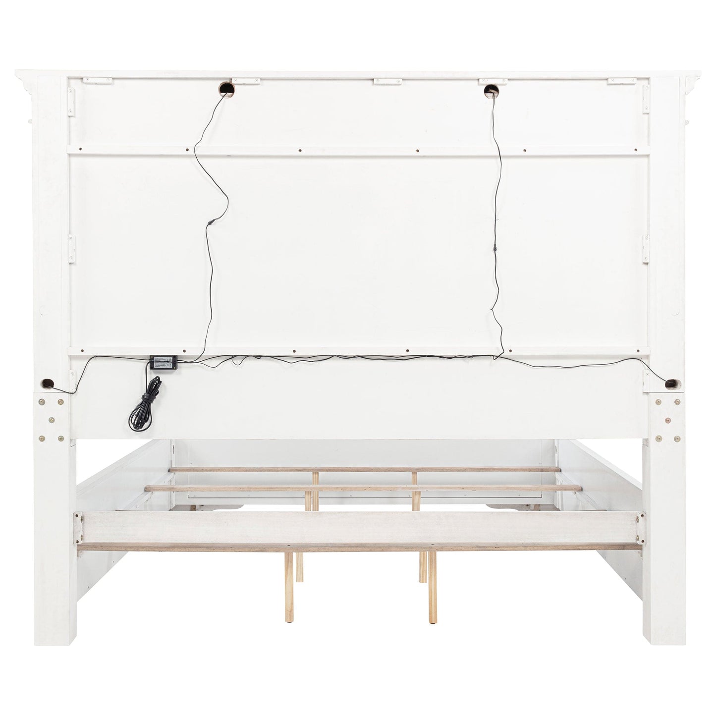 McKinney Queen LED Light Panel Bed Vintage White