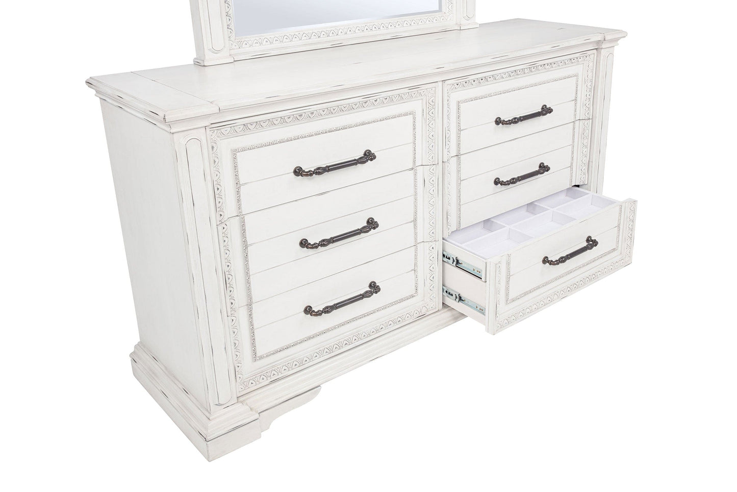 McKinney 6-drawer Bedroom Dresser with Mirror Vintage White
