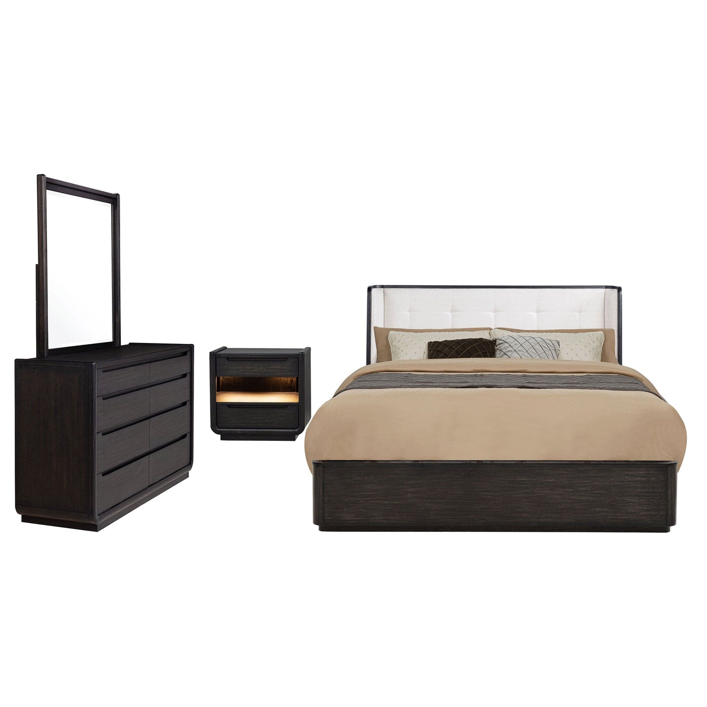 Leandro 4-piece Queen Bedroom Set Burnished Black