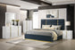 Ines 5-piece Eastern King Bedroom Set Navy and White High Gloss